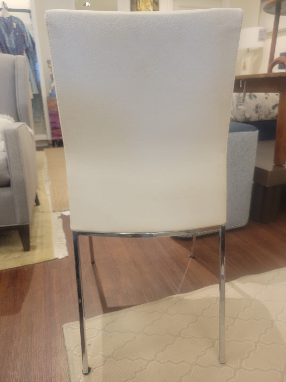 White Faux Leather Side Chair (AS IS)