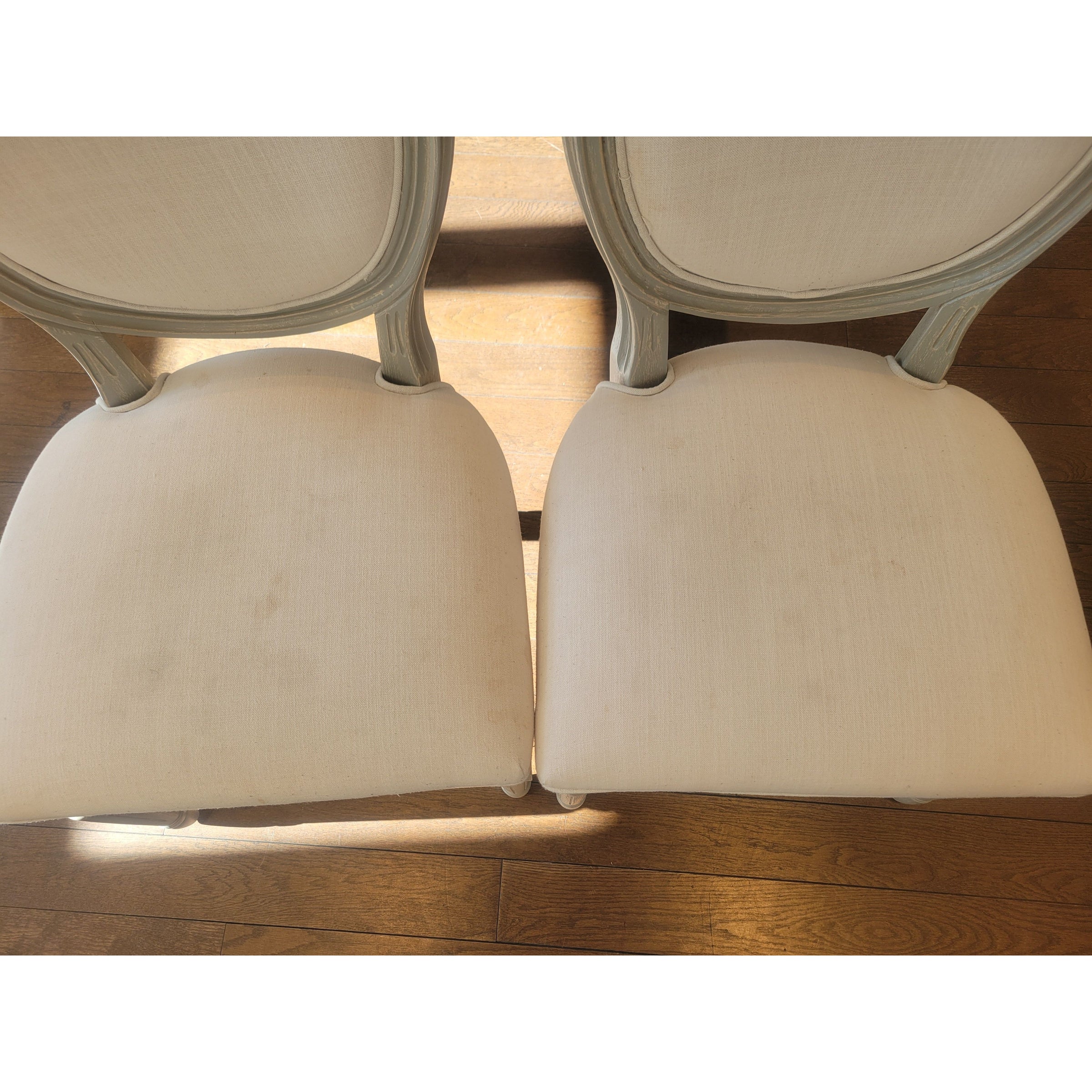 SET of 10 French Linen & Wood Round-Back Dining Chairs by Safavieh (AS IS) - colletteconsignment.com