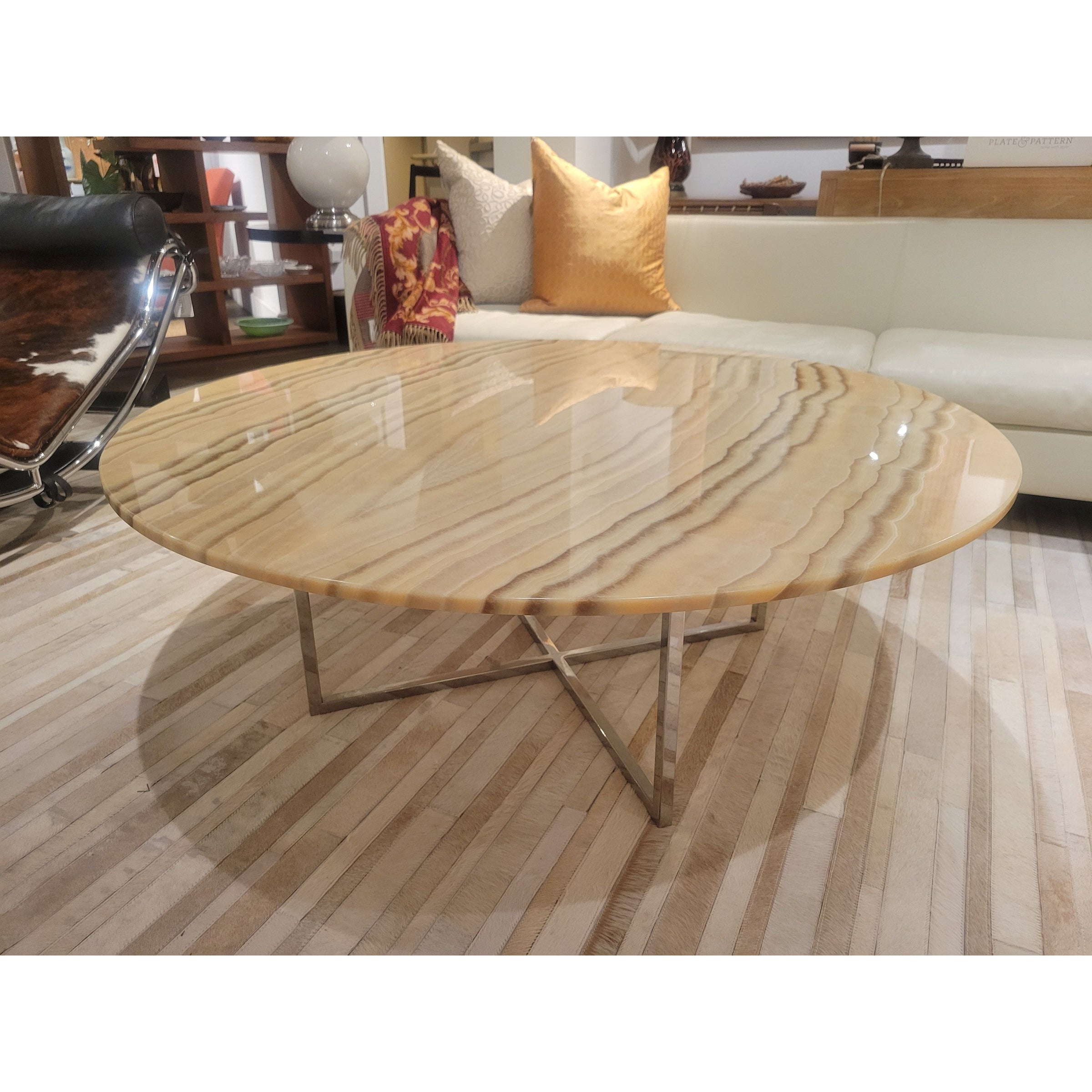 4-ft Round Onyx Coffee Table by Fendi Casa