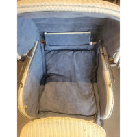 Vintage White Wicker Pram Carriage w/ Blue Fabric Interior (AS IS)
