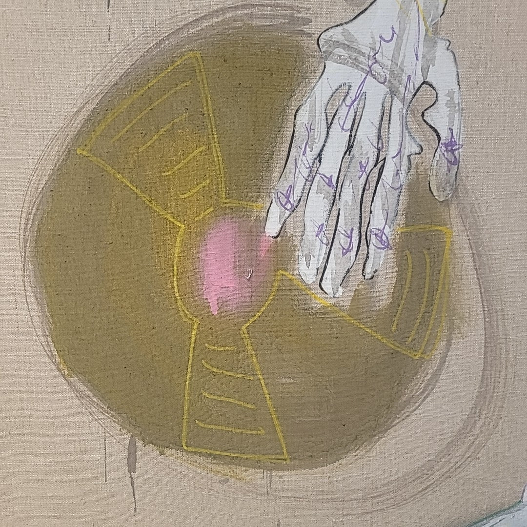 'Super Rock Make Love Human' Painting on Linen by Fabrice Dupre