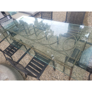 Wrought Iron Dining Table w/ 8-ft Rectangular Glass Top