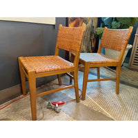 SET of 10 Oak and Rattan Weave Dining Chairs