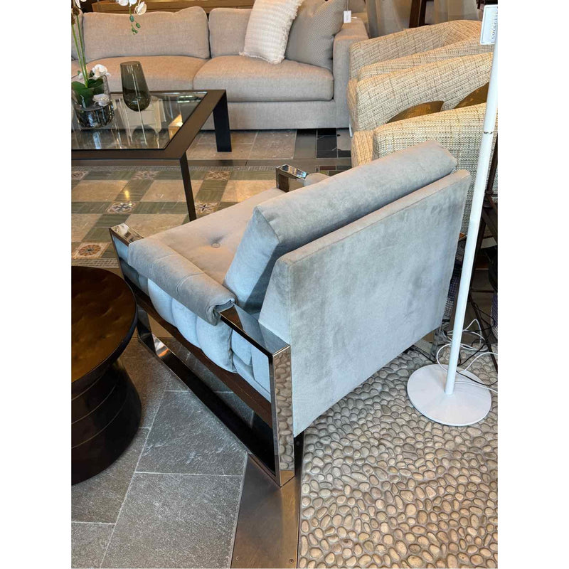 PAIR of Gray Velvet & Chrome Milo Baughman Chairs