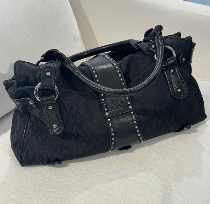 Valentino Black Tote w/Leather Trim & Cotton Fabric