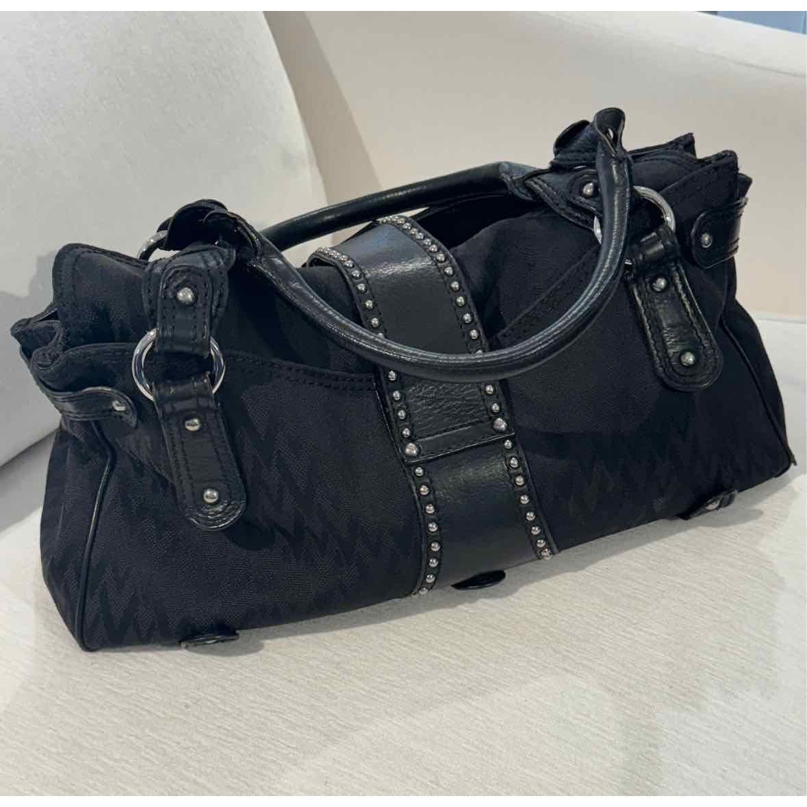 Valentino Black Tote w/Leather Trim & Cotton Fabric