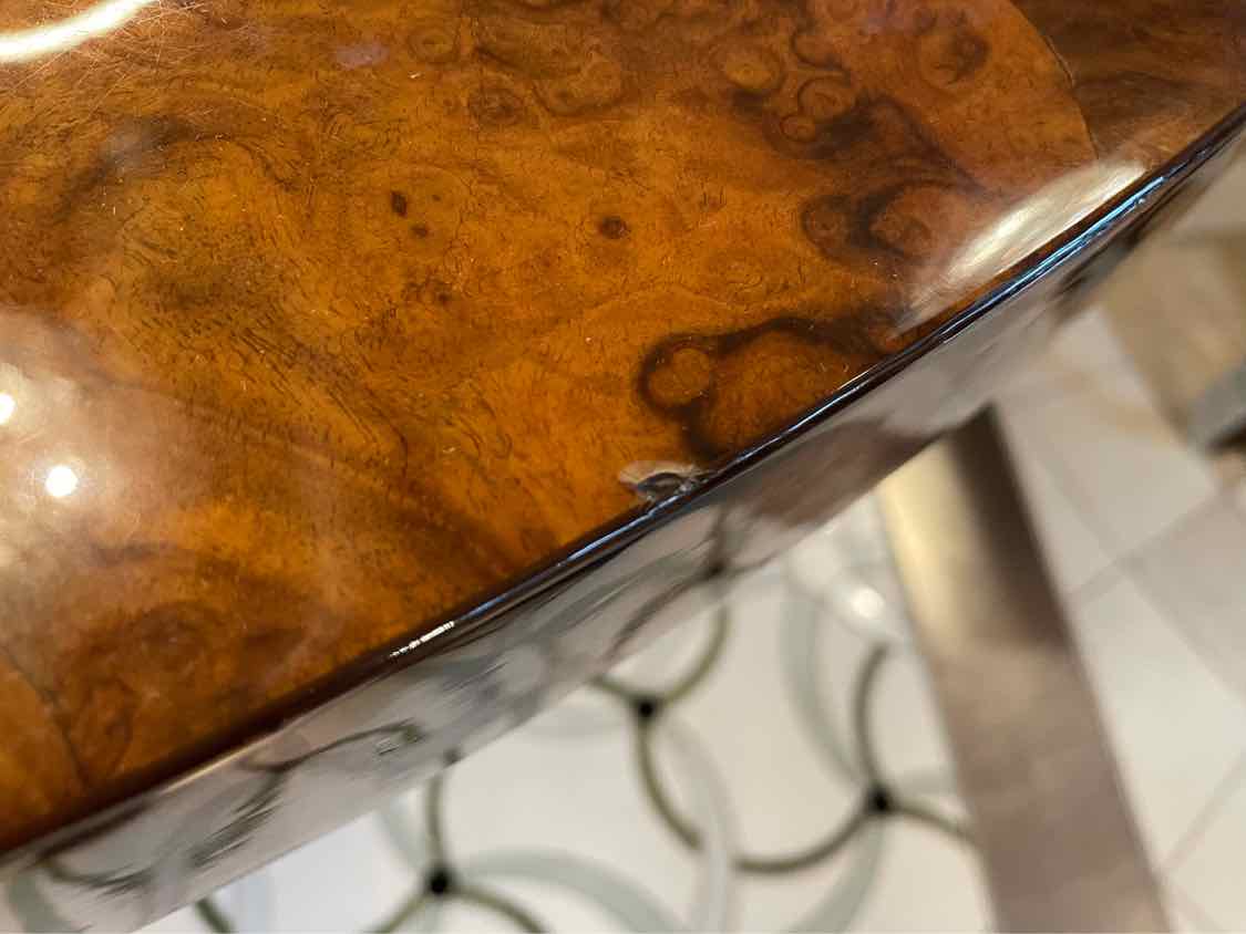 7-ft Lacquered Mahogany Burlwood Dining Table by Paul Mayen for Intrex (AS IS)