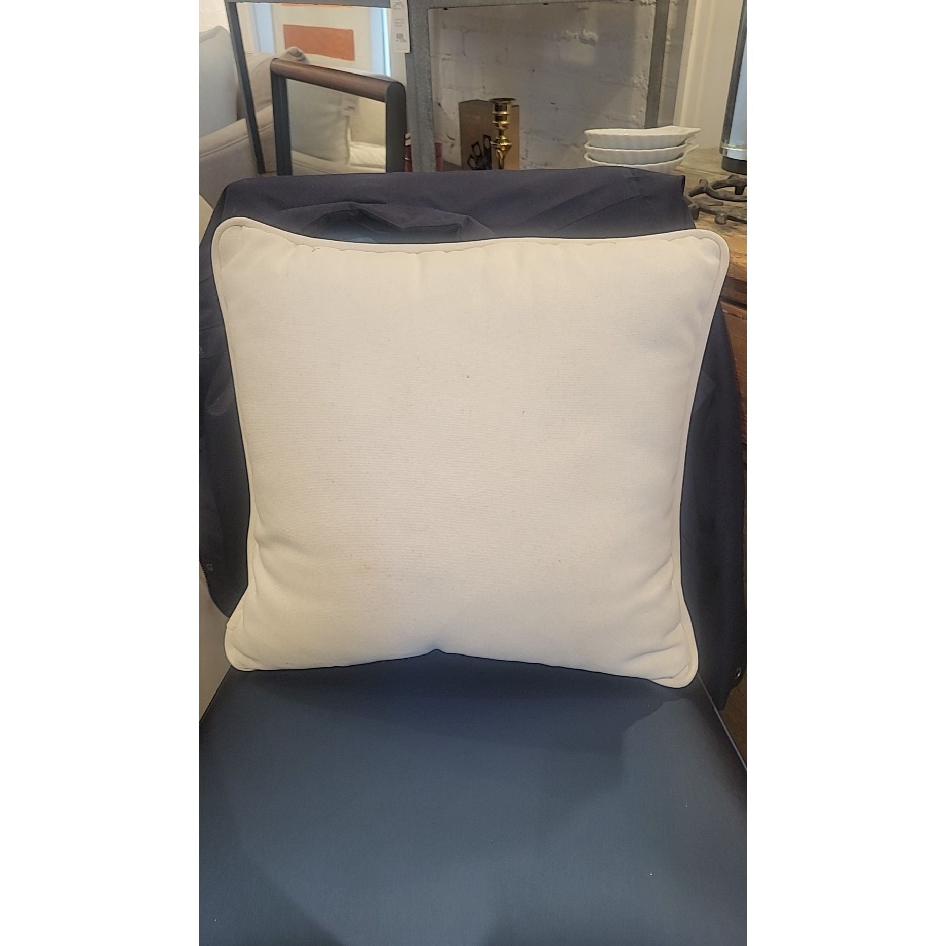 Small White Outdoor Pillow w/ Piping - AS IS