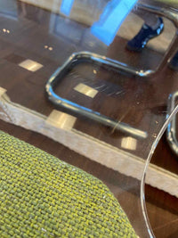 PAIR of Mid-Century Lucite & Chrome Chairs w/ Green Seats by Luigi Bardini