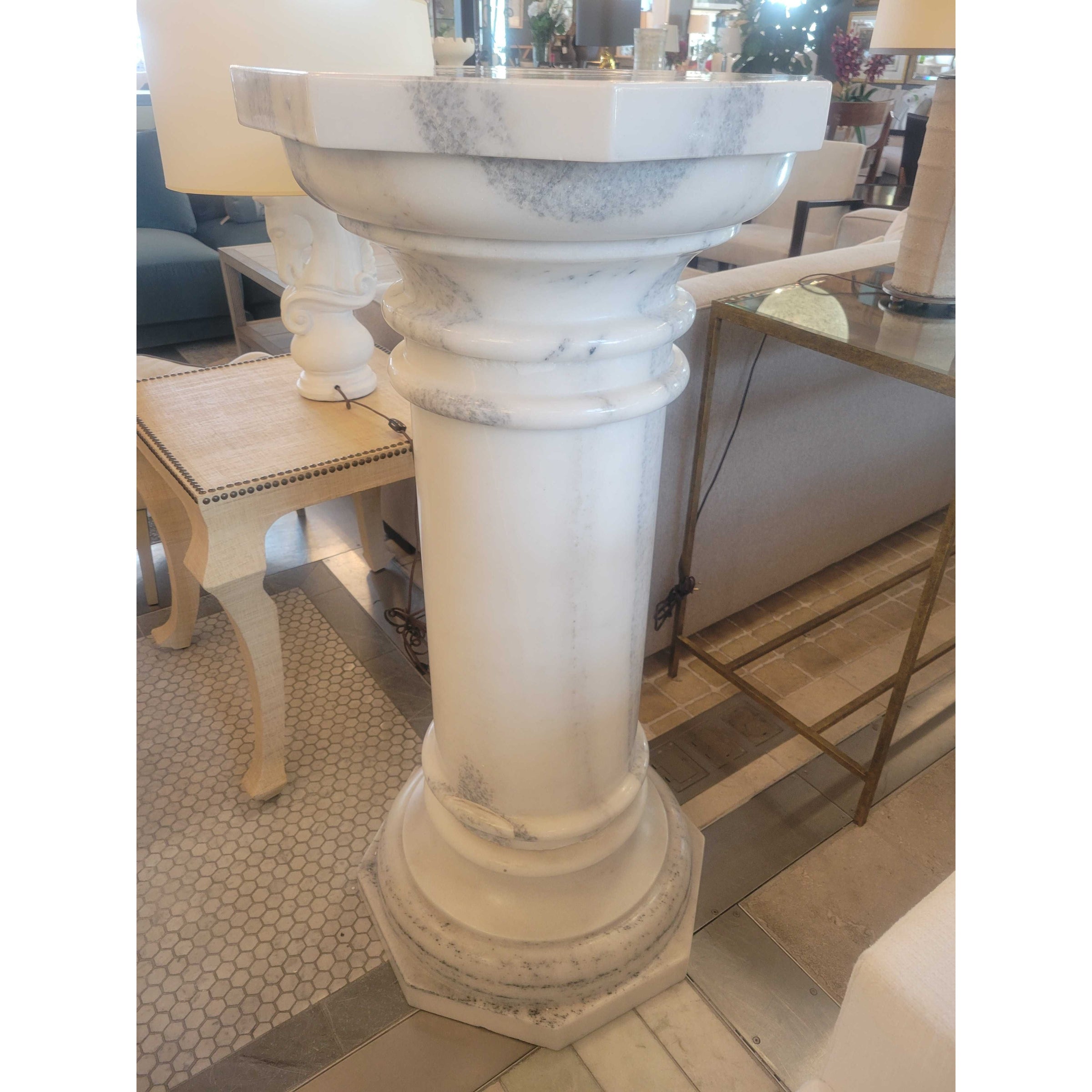 White Marble Column - colletteconsignment.com