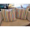 PAIR of Custom Blue & Brown Stripe Sunbrella Square Pillows
