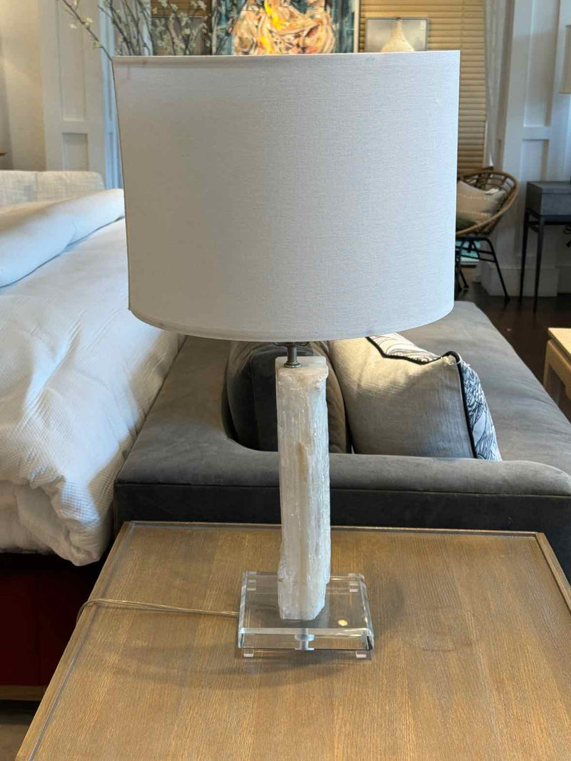 Selenite Crystal Table Lamp w/ Acrylic Lucite Base