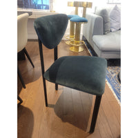 PAIR of Custom Dark Green Performance Velvet Chairs w/ Black Steel Legs