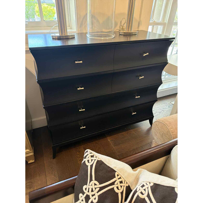 Custom Chocolate Stained Quartered Oak Standing Dresser w/ Fluted Sides