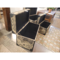 SET of 3 Decorative World Map Themed Nesting Storage Trunks