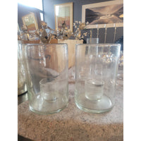 Pair of Large Glass Pillar Candle Holders