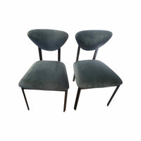 PAIR of Custom Dark Green Performance Velvet Chairs w/ Black Steel Legs