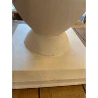 PAIR of XL White Plaster & Brass Table Lamps w/ Tan Shades (AS IS)
