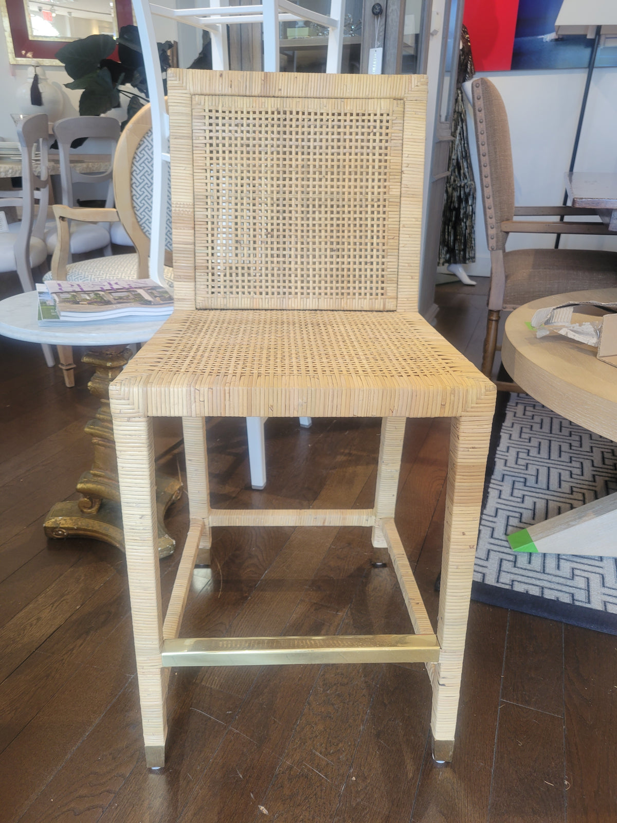 Balboa Rattan on Mahogany Counter Stool by Serena & Lily