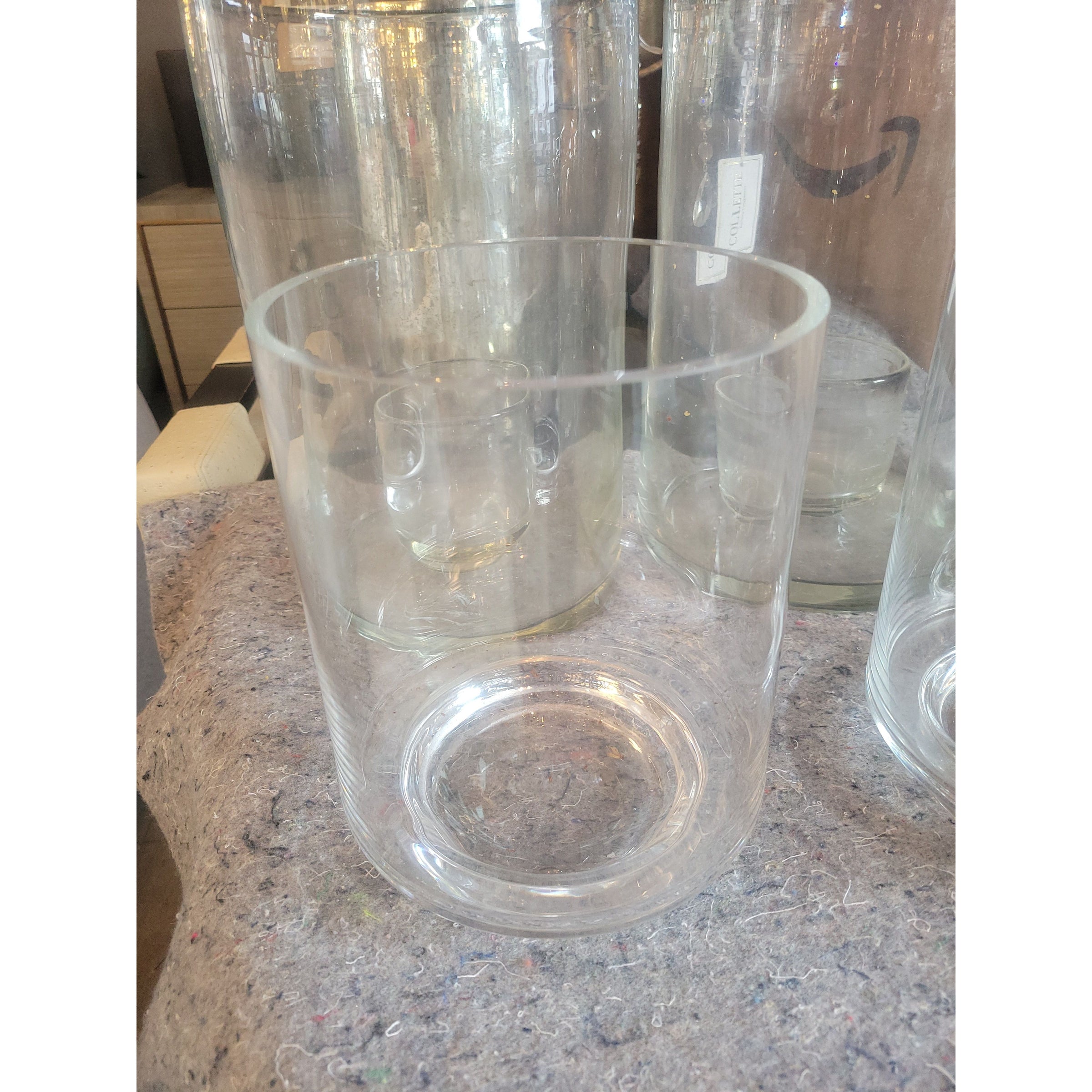 Large Wide-Rim Glass Candle Holder