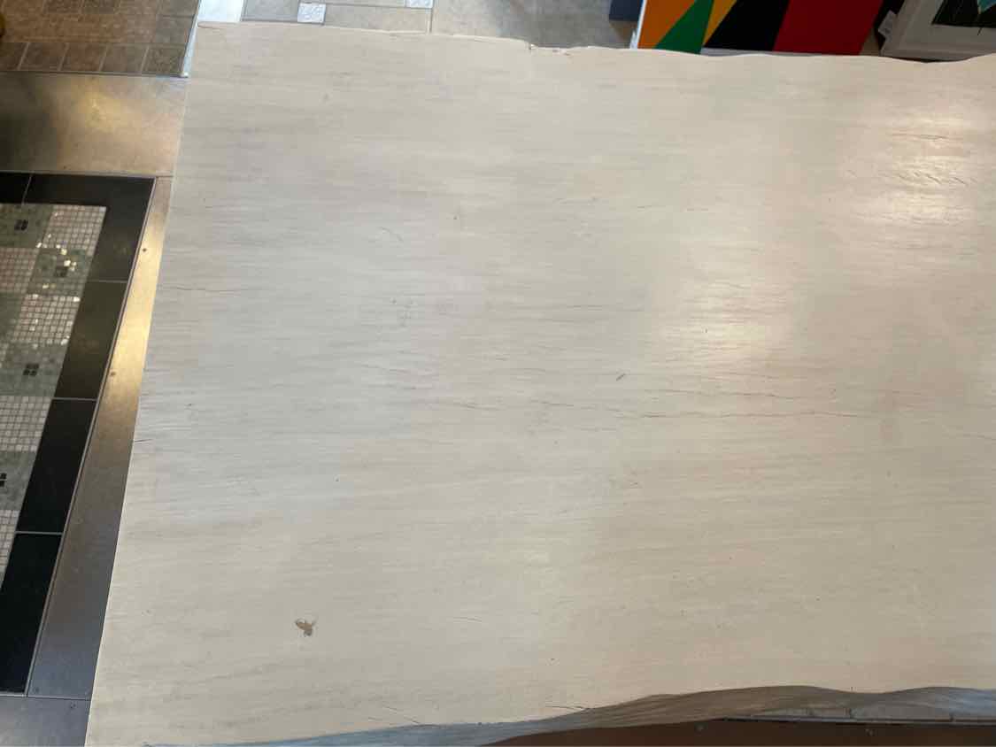 Bleached Mango Slab Live Edge Dining Table on Iron Legs by Christian Dunbar