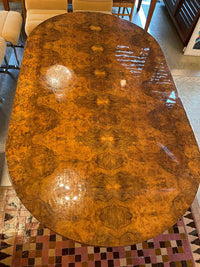 7-ft Lacquered Mahogany Burlwood Dining Table by Paul Mayen for Intrex (AS IS)