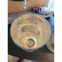 Short Gold Mercury Glass Pillar Candle Holder