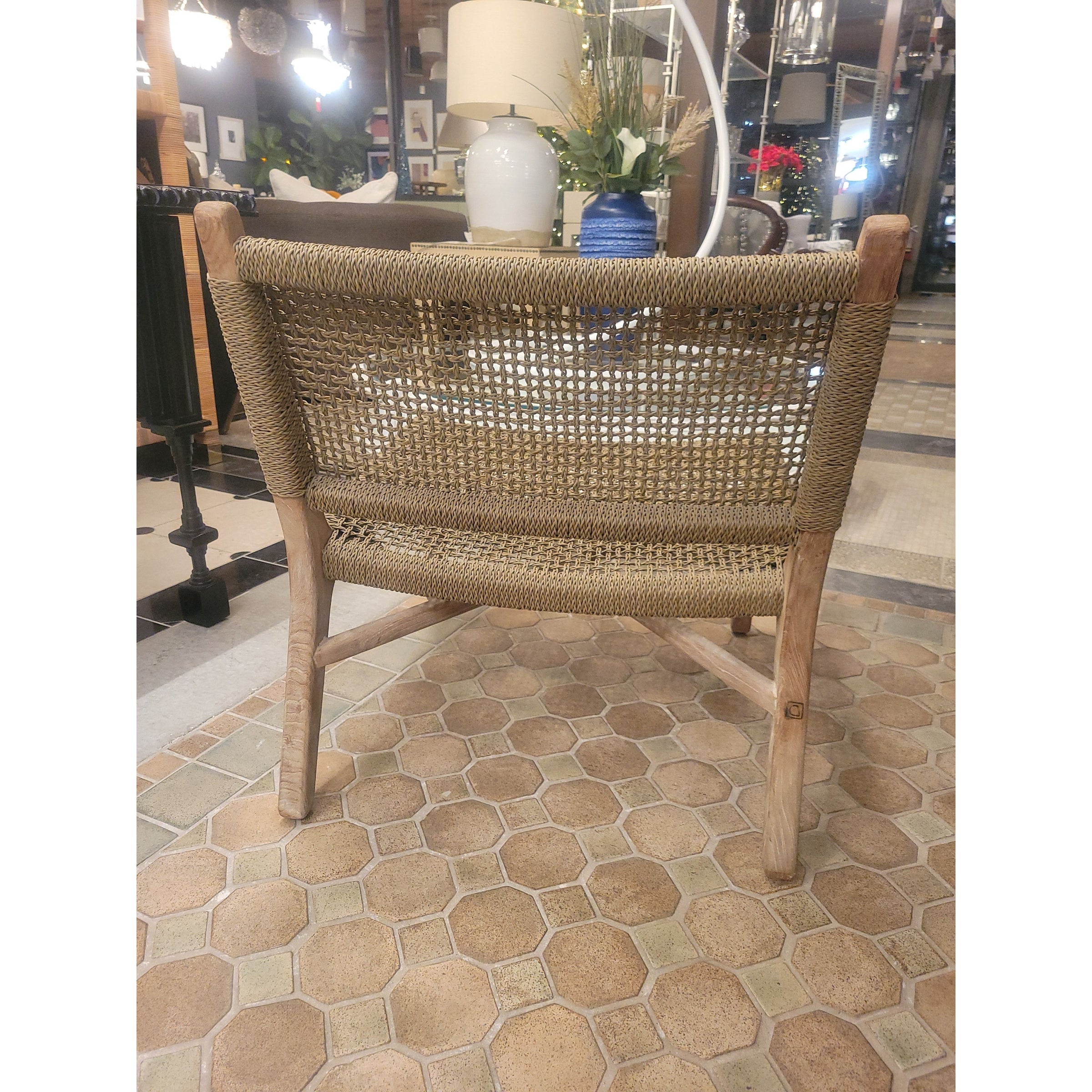 'Fiona' Teak Lounge Chair w/ Wicker Seat & Back by La Grange