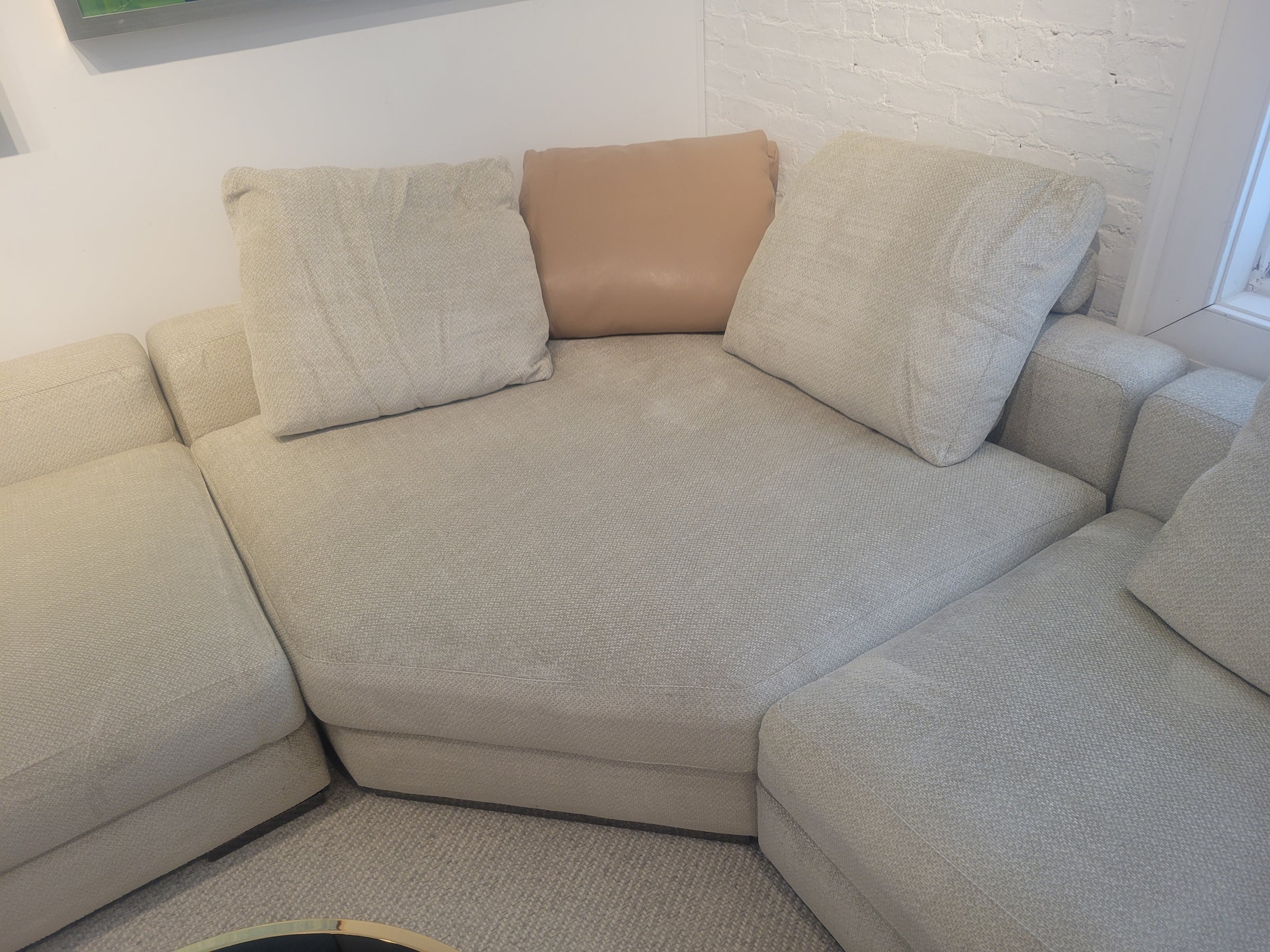 One Element Corner Sectional w/ Leather Details by Fendi Casa (AS IS)
