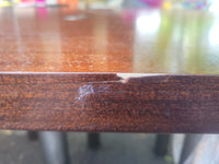 Dark Wood Dining Table w/ 6 Brushed Metal Legs - AS IS