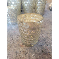 Pair of Small Hexagonal Mercury Glass Candle Holders