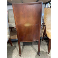 PAIR of Yellow Velvet Armchairs w/ Walnut Panel Backs by Baker