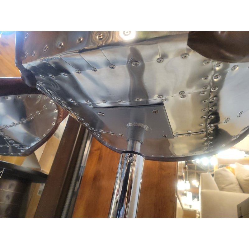 PAIR of Timothy Oulton Devon Style Brown Leather & Steel Swivel Chairs