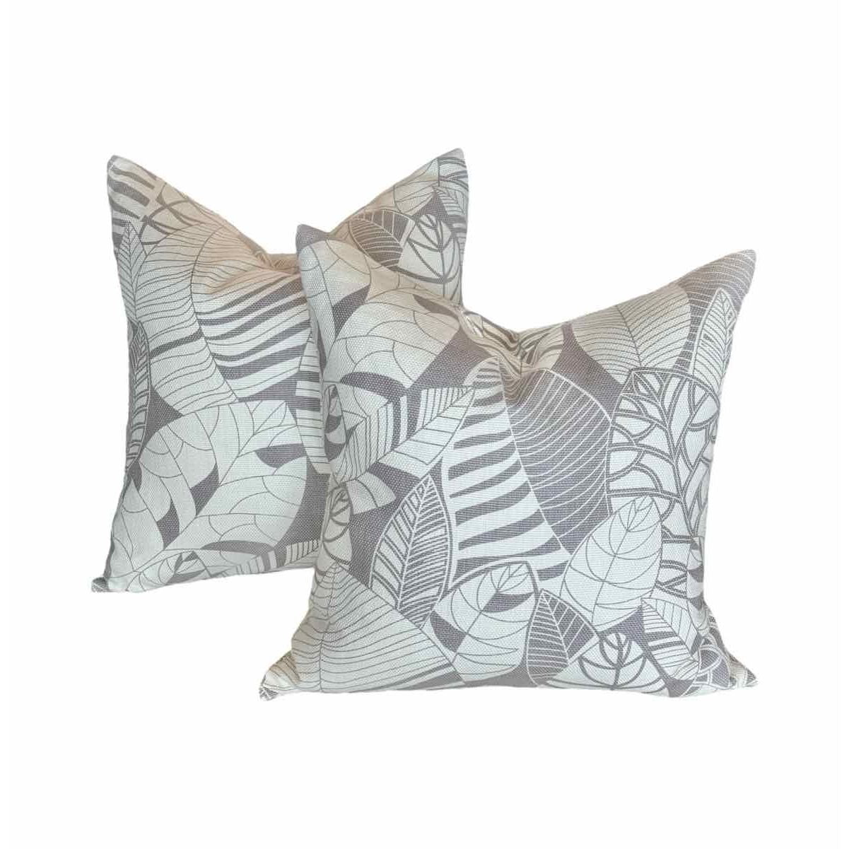 Pair of Custom Purple Palm Leaf Pattern Pillows