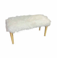 Lewis Mittman Modern Gold Leafed Finish JAB Fabric Bench