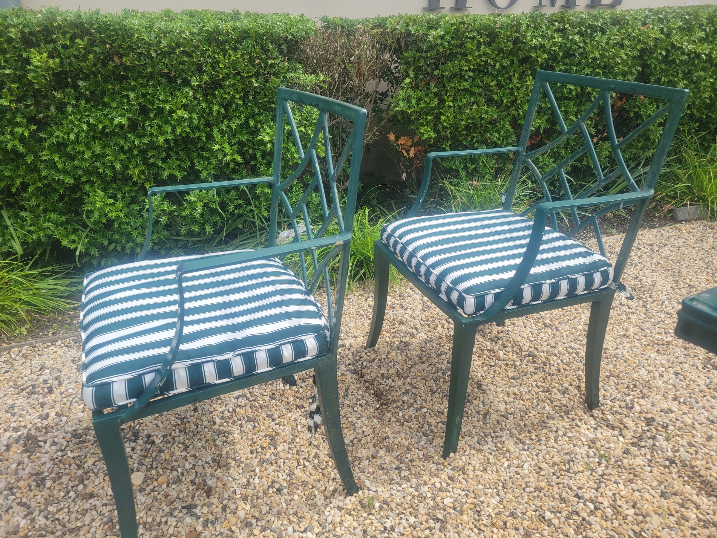 SET of Vintage Painted Iron Dining Table, 2 Arm Chairs, 4 Side Chairs (AS IS)