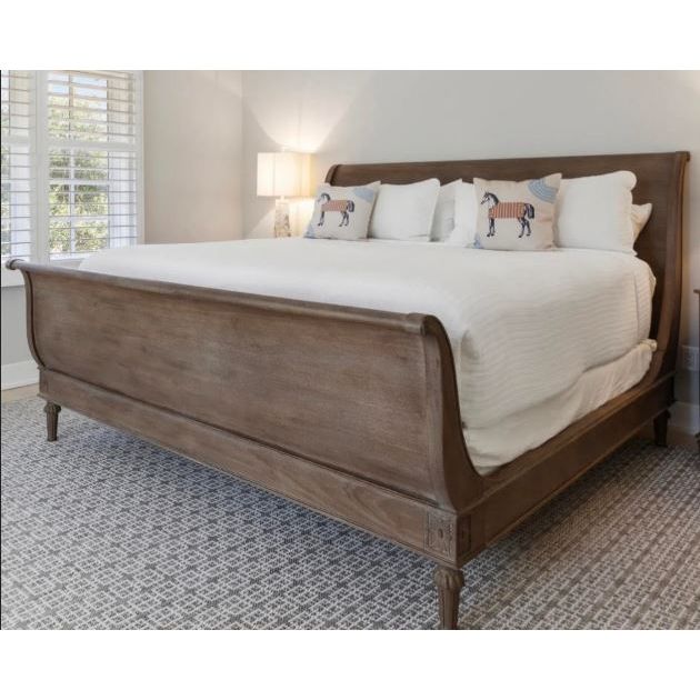 King-Sized Empire Rosette Sleigh Bed Frame by RH - colletteconsignment.com