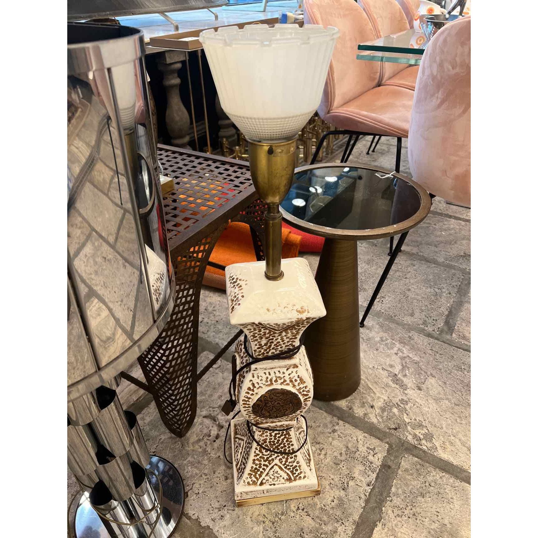 Brown & White Table Lamp - colletteconsignment.com