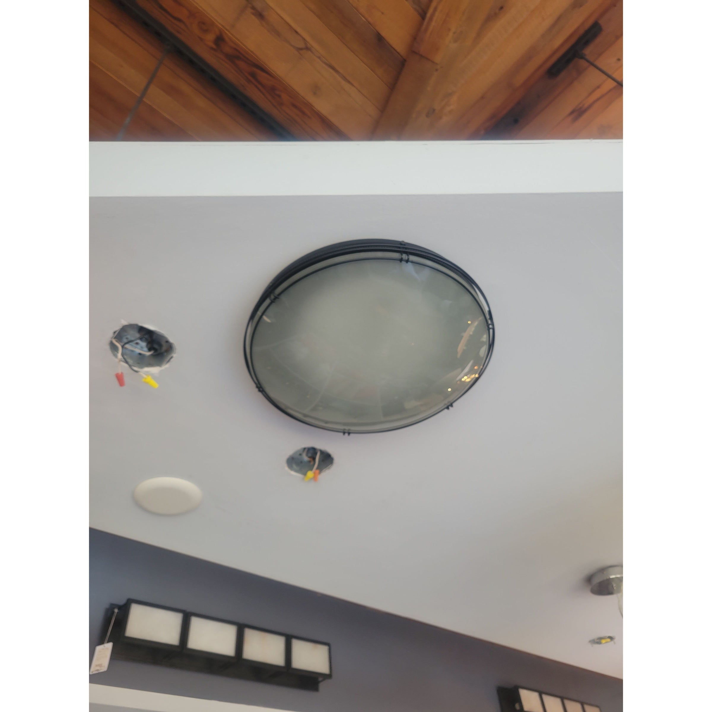 Wire Edge Round Frosted Glass Flush Mount