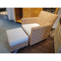 SET of 'Balta' Organic Woven Seagrass Chair & Ottoman by Ethan Allen