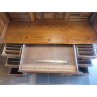 Early 20th C Edwardian Oak Roll Top Desk