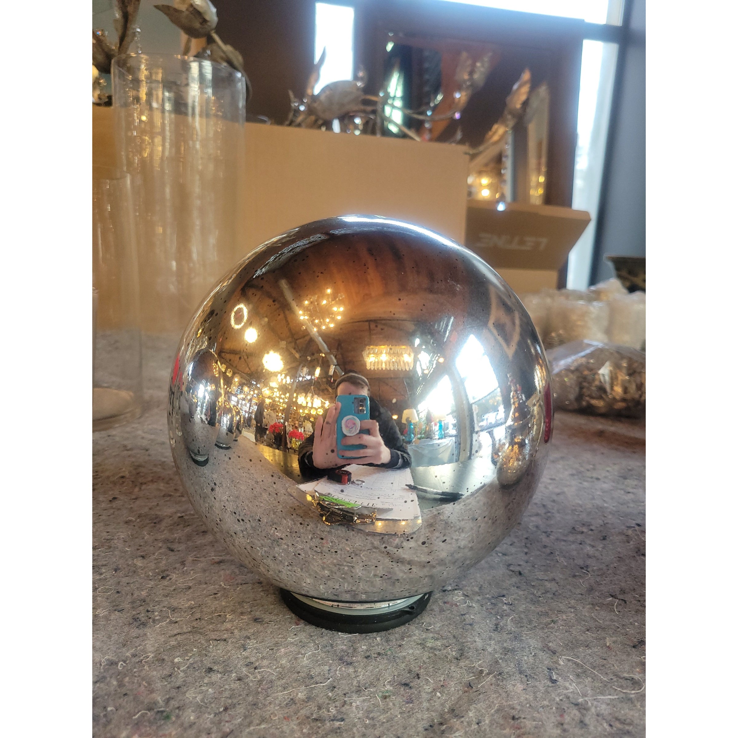 Large Mercury Glass Globe Light