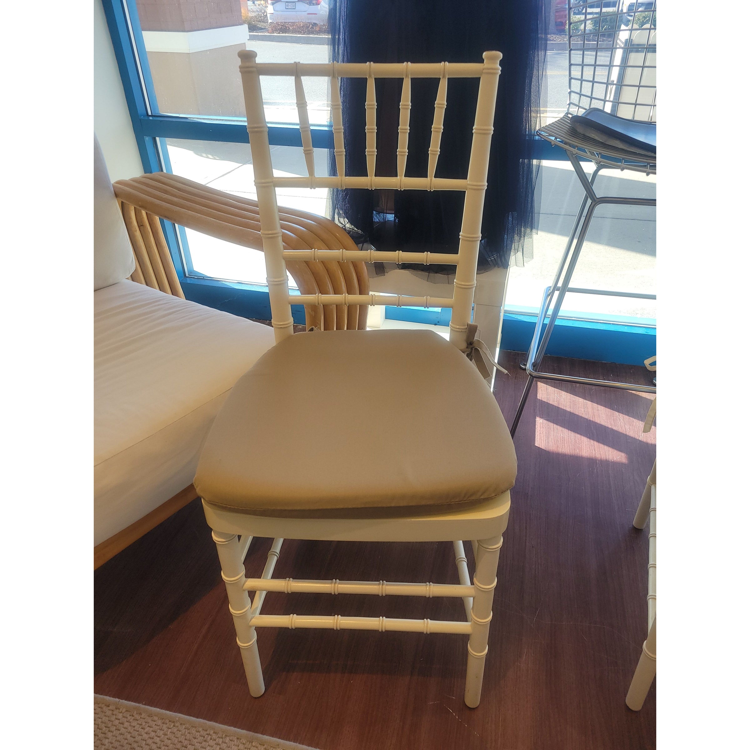 Bulgarian Faux Bamboo Dining Chair w/ Tan Cushion - AS IS