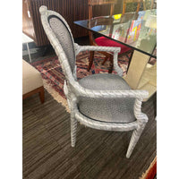 Set of 4 Vintage Custom Upholstered Dining Chairs with Fornasetti Backs