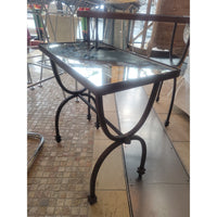 PAIR of Black Metal Nesting Tables w/ Mirror Glass Tops (AS IS)