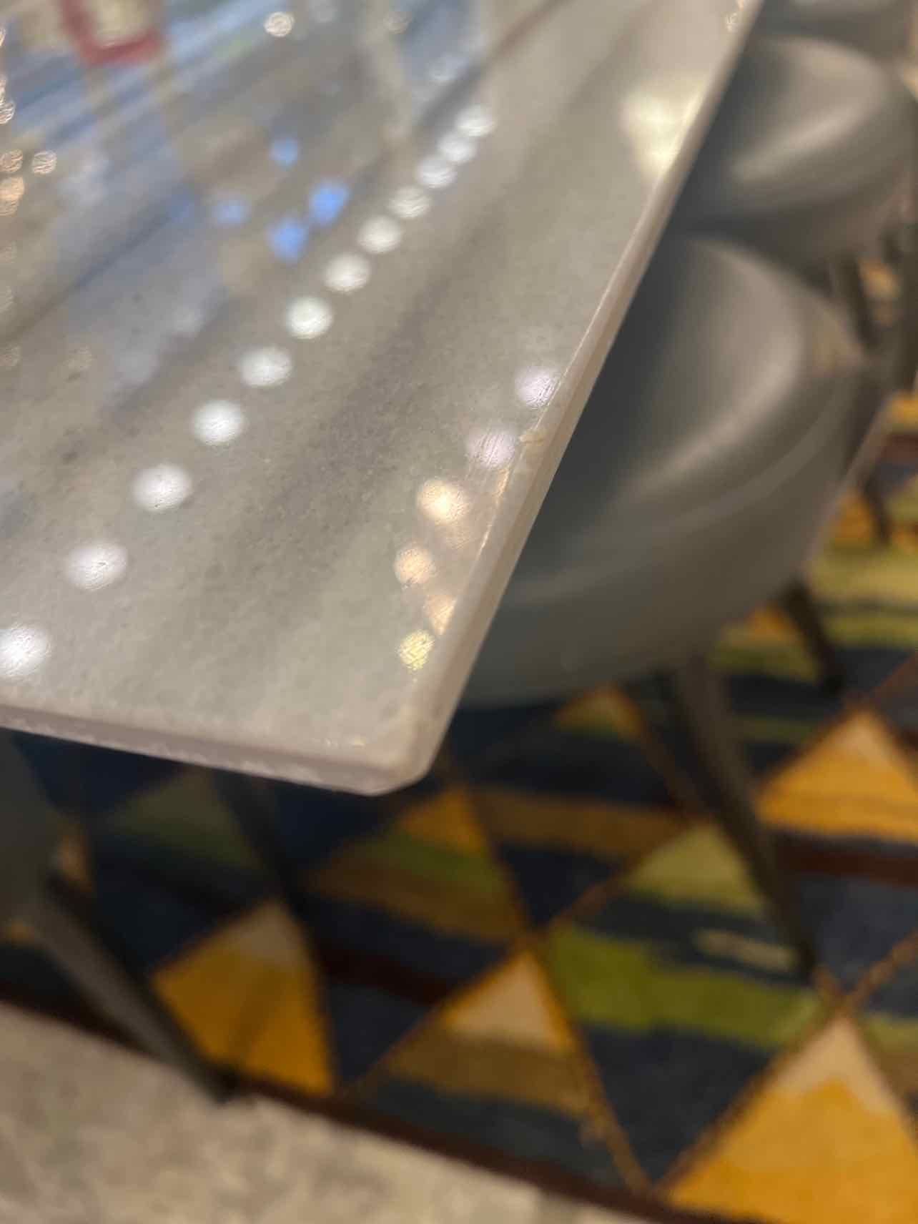 Marble and Metal Base Dining Table from Stone Int'l