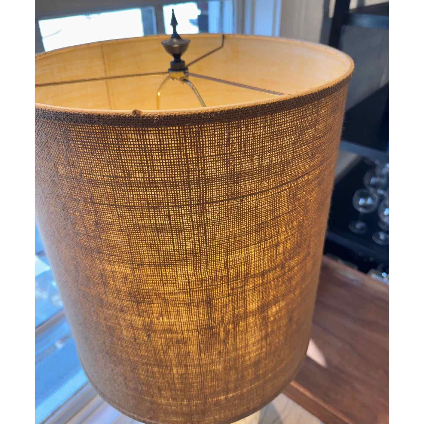 Vintage Murano Glass Pagoda Lamp by Carlo Nason for Mazzega w/ Burlap Shade