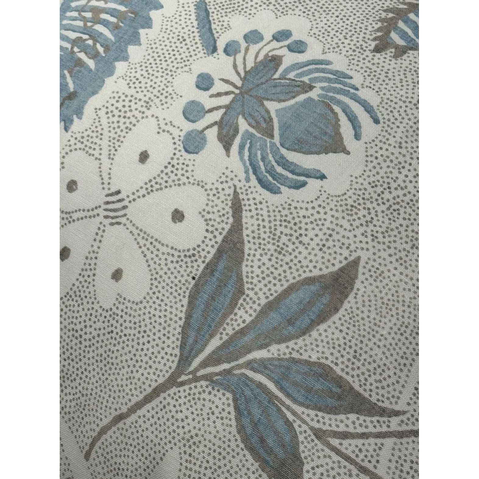 PAIR of Custom Light Blue & Gray Floral Print Square Pillows