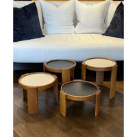 Gianfranco Frattini Nest of Four Low Tables in Beechwood Stained Walnut & Formic