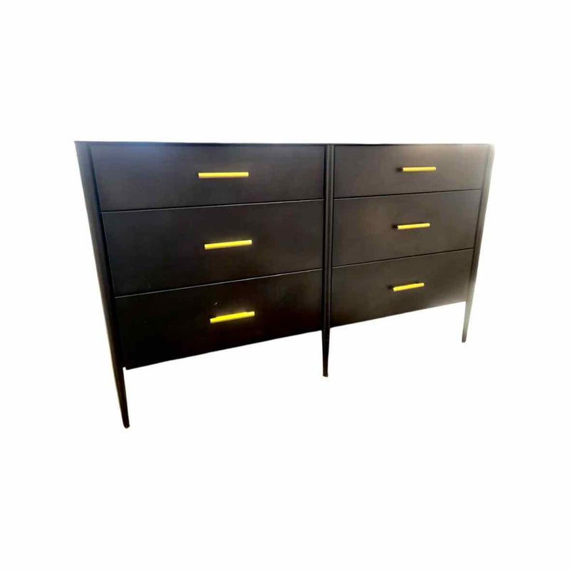 Black Metal & Brass 6-Drawer Dresser